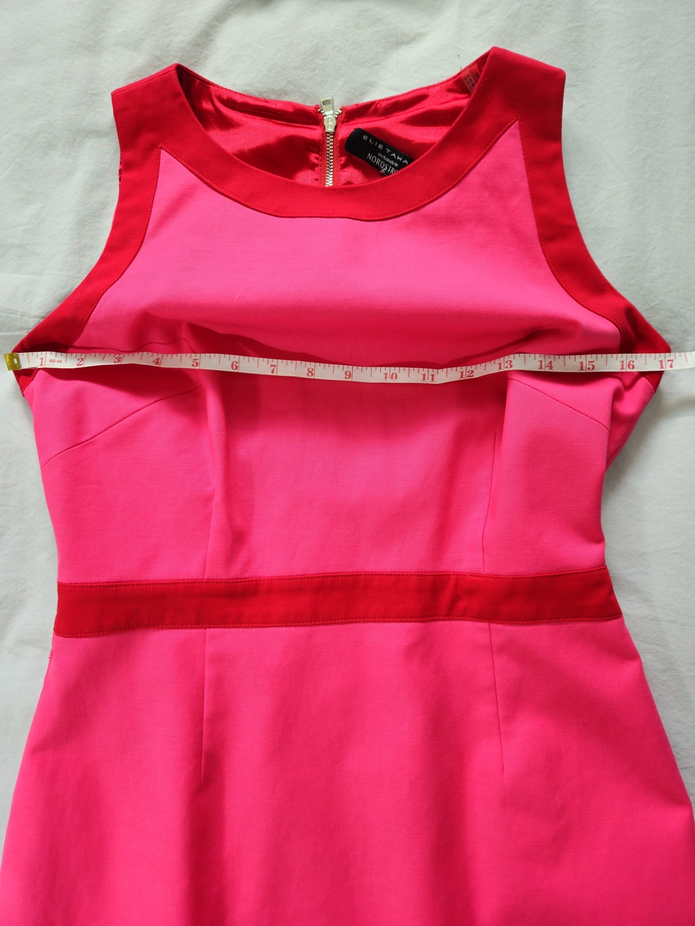 Elie Tahari × Nordstrom Hot Pink Sleeveless Sheath Dress with Red Accents sz 4 - Picture 6 of 6